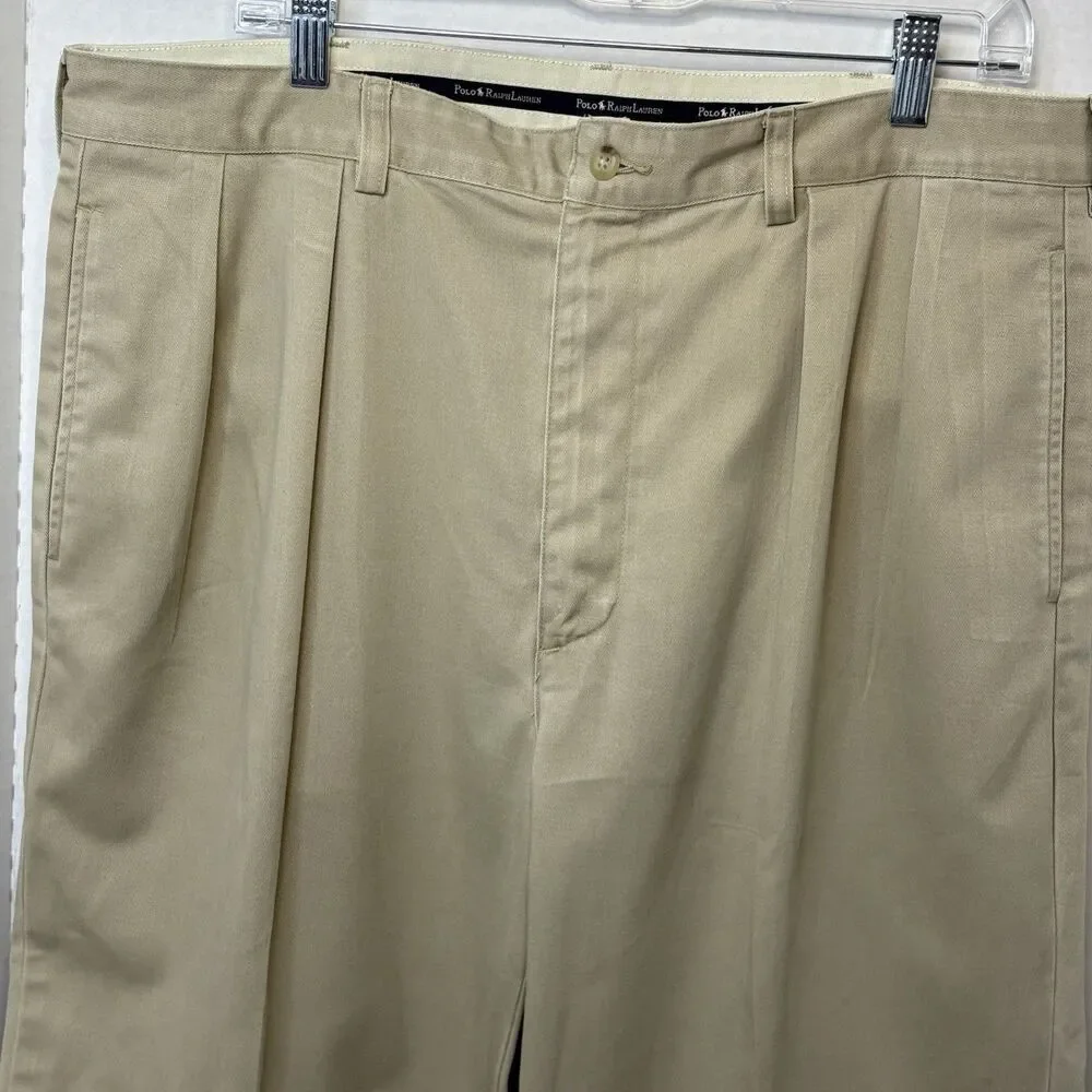 Polo Ralph Lauren Pants Mens 38x30 Beige Andrew Pleated Relaxed Classic Chino